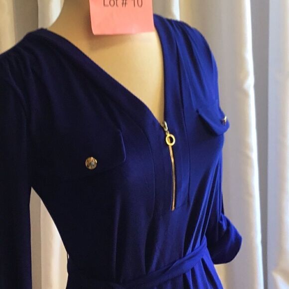 3/4 sleeve dress with belted waist in size PS in a royal blue color - Picture 5 of 16